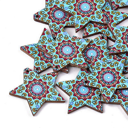 Printed Basswood Pendants LS-WOOD-S045-056B-1