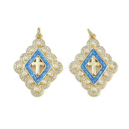 Brass Micro Pave Cubic Zirconia Enamel Pendants KK-L249-05G-1