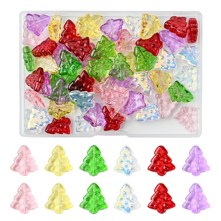 60Pcs 6 Colors Transparent Glass Bead Strands EGLA-FS0001-44-1