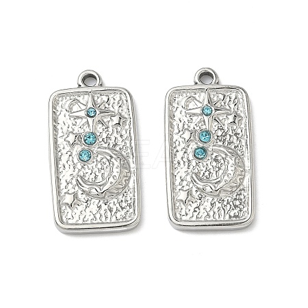304 Stainless Steel Rhinestone Pendants STAS-L308-02A-P-1