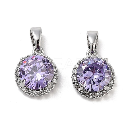 Brass Micro Pave Cubic Zirconia Charms KK-B102-06P-1