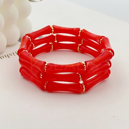 Acrylic Bamboo Joint Beaded Bracelets for Women FS-WG26A21-17-1