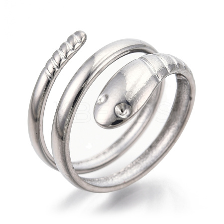 Non-Tarnish 304 Stainless Steel Snake Twist Rings RJEW-N038-114P-1