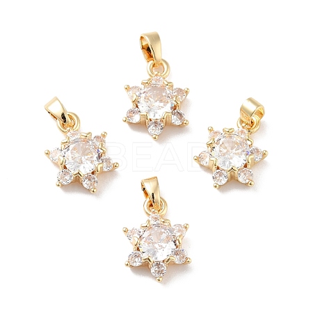 Rack Plating Brass Micro Pave Clear Cubic Zirconia Pendants ZIRC-F128-01G-1