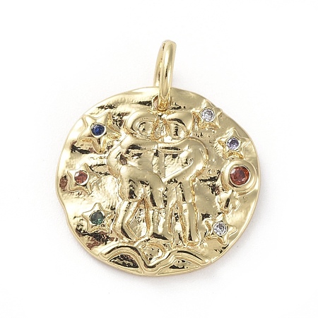 Brass Micro Pave Cubic Zirconia Pendants X-ZIRC-G157-03A-01G-1