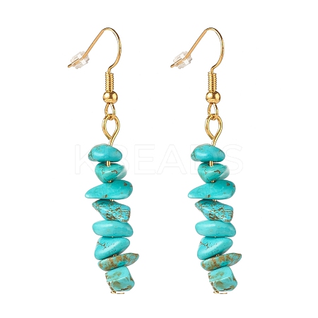 Synthetic Turquoise Chip Beaded Dangle Earrings EJEW-JE04788-07-1