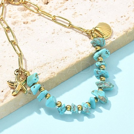 304 Stainless Steel Synthetic Turquoise Beads Bracelets LS-BJEW-U019-02G-1