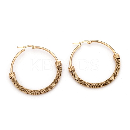 304 Stainless Steel Mesh Hoop Earrings EJEW-O096-09D-G-1