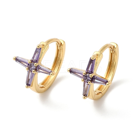 Cross Cubic Zirconia Cuff Earrings EJEW-G348-16G-01-1