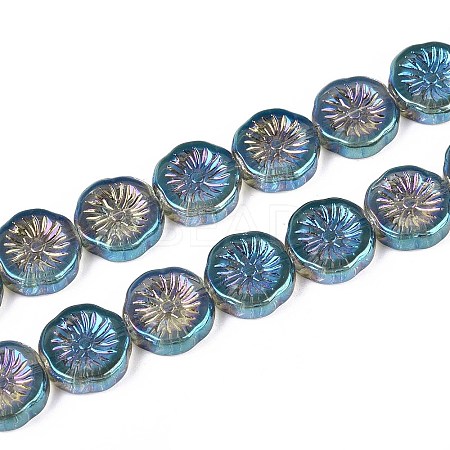 Half Electroplate Baking Paint Glass Beads Strands EGLA-K061-11A-AB09-1