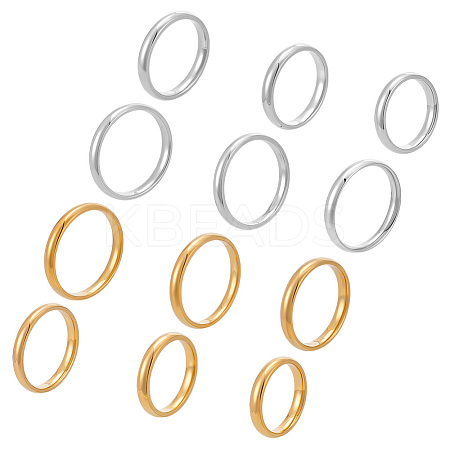 304 Stainless Steel Flat Plain Band Rings STAS-UN0017-91P-1