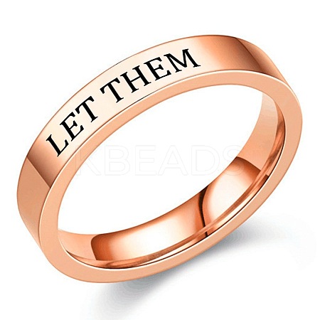 Word Let Them 201 Stainless Steel Finger Rings FS-WGDEB2A-19-1