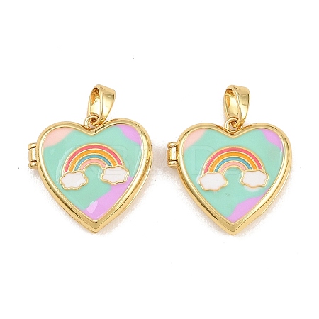 Brass with Enamel Locket Pendants KK-CBA415D-10G-01-1
