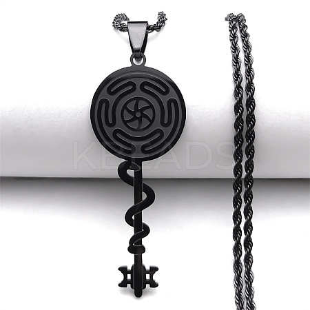 304 Stainless Steel Hecate's Wheel Key Pendant Necklaces for Women FS-WG4FA44-02-1