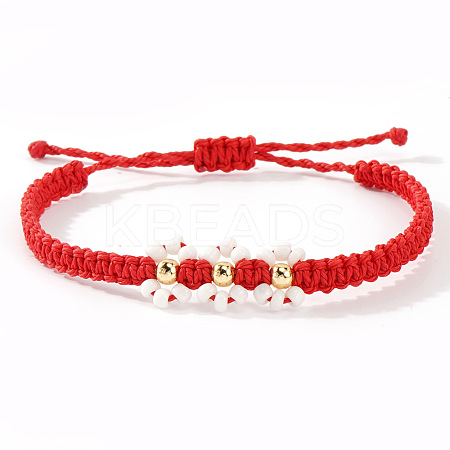 Handmade Daisy Glass Seed Bead Woven Flower Braided Bracelets CR2331-3-1