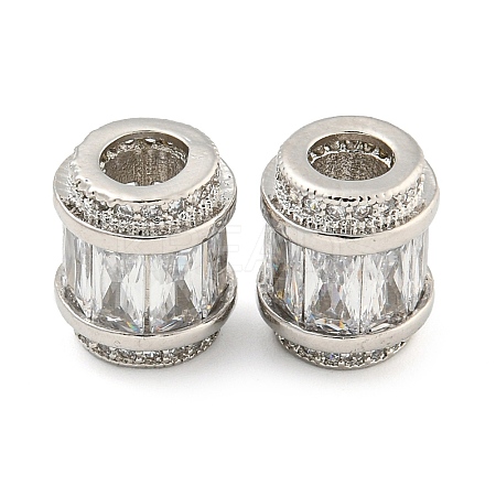 Rack Plating Brass Micro Pave Cubic Zirconia European Beads KK-F089-31P-08-1
