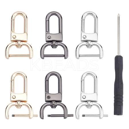 6 Sets 3 Colors Alloy Swivel Lobster Claw Clasps FIND-PH0003-90-1