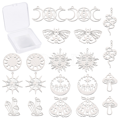 20Pcs 10 Style 201 Stainless Steel Pendants STAS-SC0003-56-1