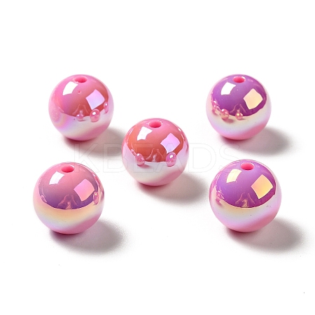 UV Plating Rainbow Iridescent Acrylic Beads PACR-D070-01N-1