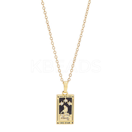 Brass with Cubic Zirconia Pendants Necklaces NJEW-LP0001-45E-G-1