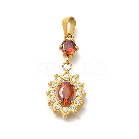Ion Plating(IP) 304 Stainless Steel Micro Pave Cubic Zirconia Pendants STAS-H228-03G-02-1