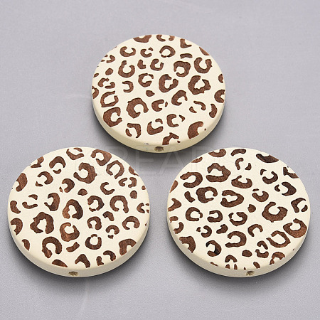 Painted Natural Wood Beads WOOD-N006-07E-1