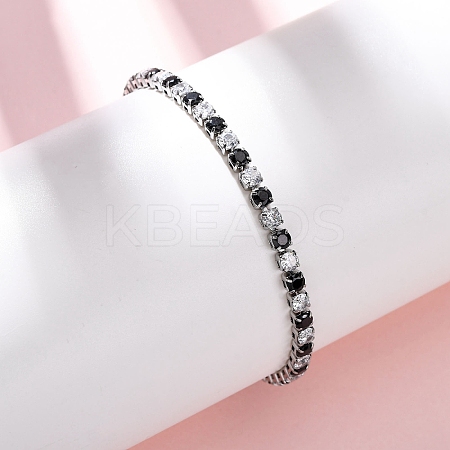 304 Stainless Steel with Cubic Zirconia Link Chain Bracelets for Women BJEW-G754-01A-P01-1