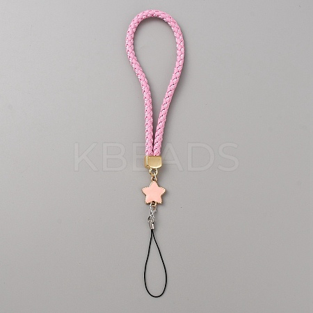 Knitting PU Leather Lanyard Wrist Strap Phone Star Charms Straps AJEW-WH0342-62A-1