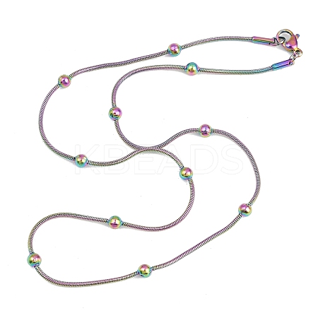 Ion Plating(IP) 304 Stainless Steel Round Snake Chain Necklaces STAS-G244-88B-M-1