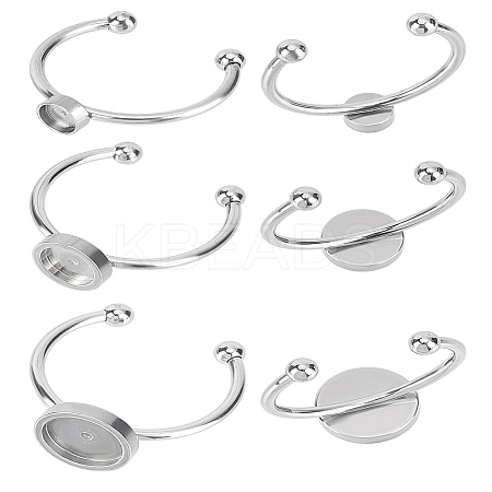 3Pcs 3 Styles 201 Stainless Steel Cuff Pad Ring Settings FIND-LP0001-07P-1