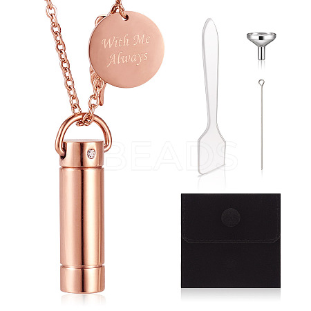 1Pc 304 Stainless Steel Column Urn Ashes Necklace DIY-TA0010-14A-1