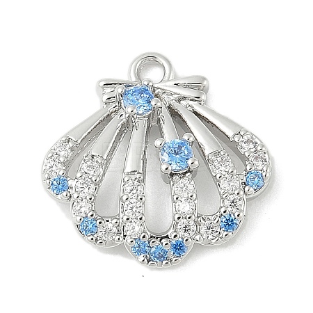 Brass Pave Light Sky Blue and Clear Cubic Zirconia Sea Animal Connector Charms LS-KK-M326-07A-P-1