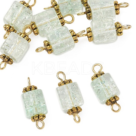 10Pcs Transparent Crackled Glass Cube Connector Charms PALLOY-JF03945-1