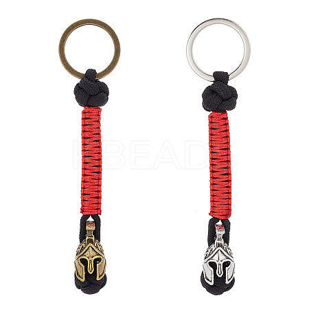 2Pcs 2 Colors Handmade Spartan Nylon Parachute Cord Keychain for Men KEYC-DR0001-13-1