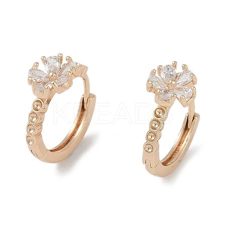 Flower Glass Hoop Earrings EJEW-L292-019G-1
