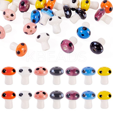 28Pcs 7 Colors Handmade Porcelain Beads PORC-TA0001-23-1