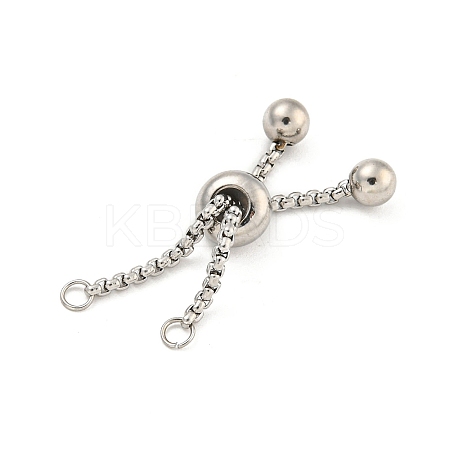 Non-Tarnish Adjustable 304 Stainless Steel Box Chain Slider Bracelet Making MAK-L038-001P-01-1