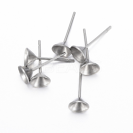 Non-Tarnish 304 Stainless Steel Stud Earring Settings LS-STAS-H403-02P-B-1