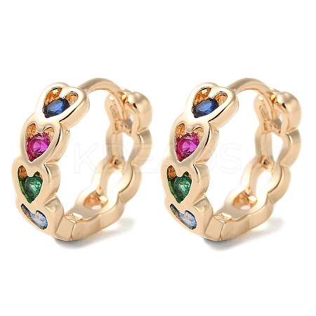 Rack Plating Brass Micro Pave Colorful Cubic Zirconia Hoop Earrings for Women LS-EJEW-P238-06KCG-1
