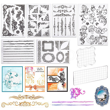 Globleland 6 Sheets 6 Styles PVC Plastic Stamps DIY-GL0004-96-1