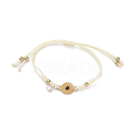 Sunflower Alloy Enamel Charms Braided Bracelets LS-BJEW-A016-01A-1