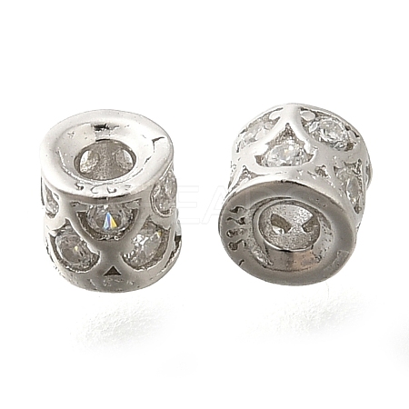 925 Sterling Silver Micro Pave Clear Cubic Zirconia Spacer Beads STER-U006-16P-1