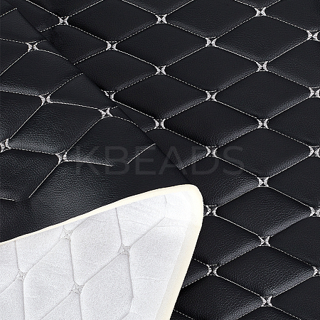 Rhombus Pattern PVC Leather Quilted Foam Backed Fabric FIND-WH0420-138-1