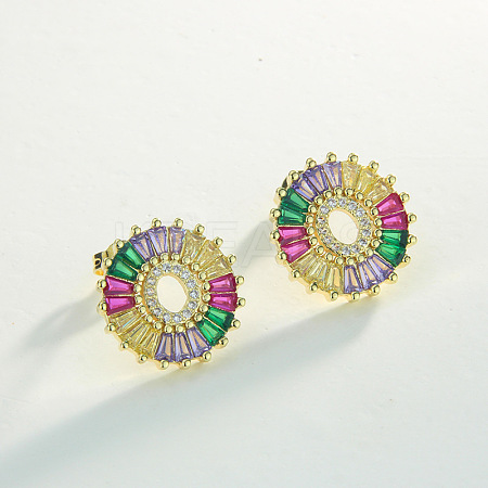 Brass Colorful Cubic Zirconia Stud Earrings WG39B88-15-1
