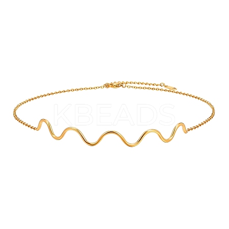 Stainless Steel Wavy Line Choker Necklaces PW-WG07BB7-01-1