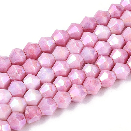 Anti-Tarnish Electroplate Bicone Glass Beads Strands EGLA-T021-4mm-16-04-1