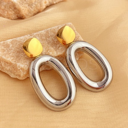 304 Stainless Steel Dangle Stud Earrings LS-EJEW-K296-02GP-08-1