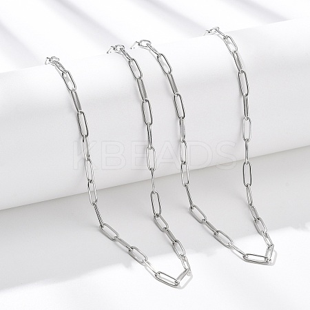 3.5MM 304 Stainless Steel Paperclip Chain Necklaces NJEW-T016-07P-1