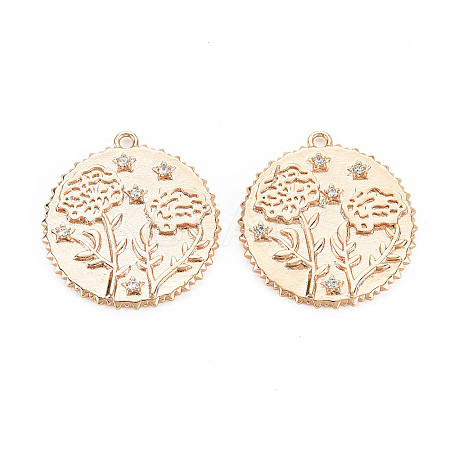 Brass Micro Pave Clear Cubic Zirconia Pendants KK-S364-188-1