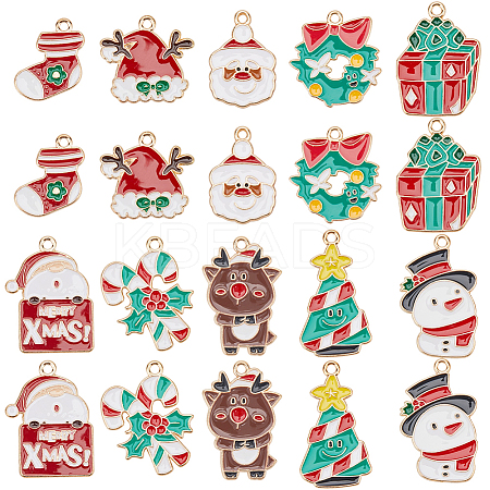 40Pcs 10 Styles Christmas Theme Alloy Enamel Pendants ENAM-SC0005-59-1